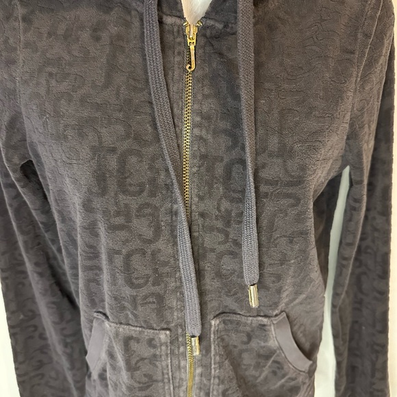 Juicy Couture Charcoal Gray Gothic Velour Zip Hoodie - Picture 6 of 6